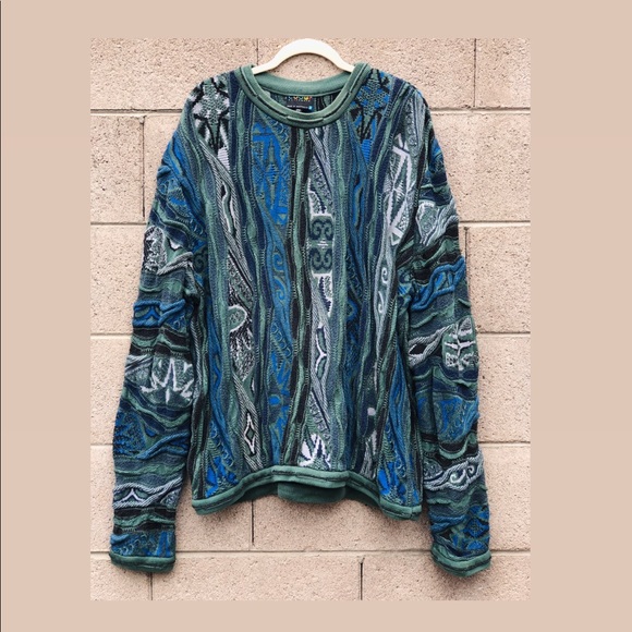 COOGI Other - Coogi Green Blue Black Print Knit Pullover Sweater